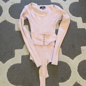 Stretch ribbed corset sweater body suit